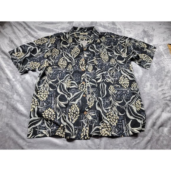 Tommy Bahama Hawaiian Silk Button Shirt Blue Mens Size Large‎ - Picture 1 of 5